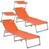 Sonnenliege Hawaii 2er-Set Orange Alu 195x60x30cm