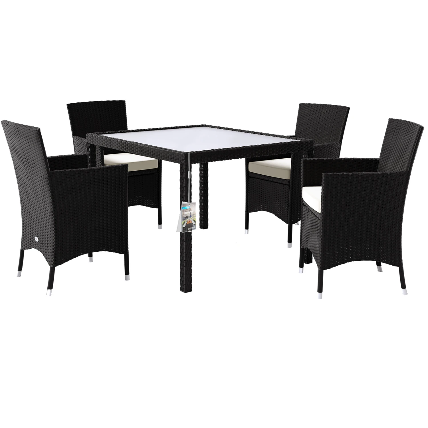 Polyrattan Garten-Sitzgruppe Bali 5-tlg. Schwarz 6 Polyrattan Garten-Sitzgruppe Bali 5-tlg. Schwarz – Bild 6