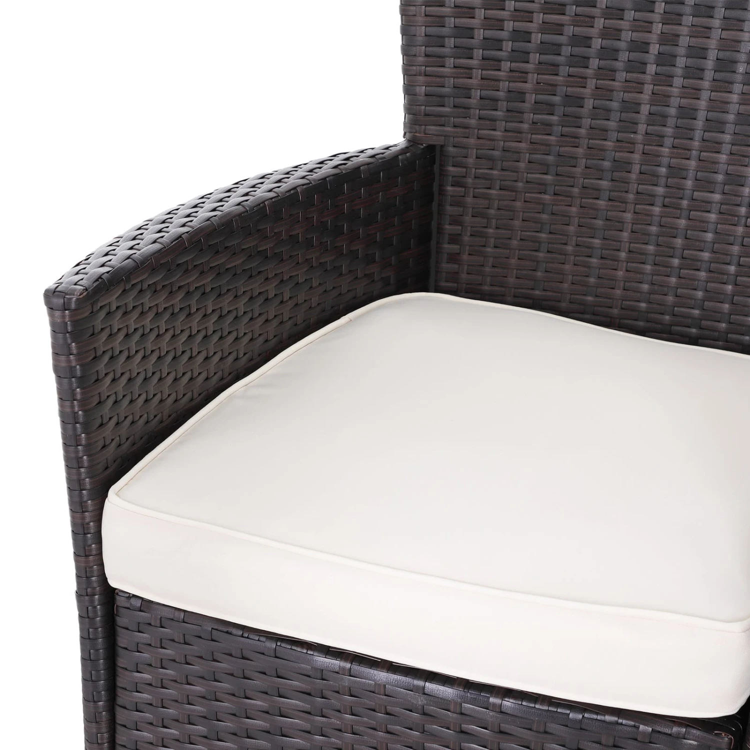 Polyrattan Gartenstuhl 2er-Set Braun/Creme Stapelbar 2 Polyrattan Gartenstuhl 2er-Set Braun/Creme Stapelbar – Bild 2