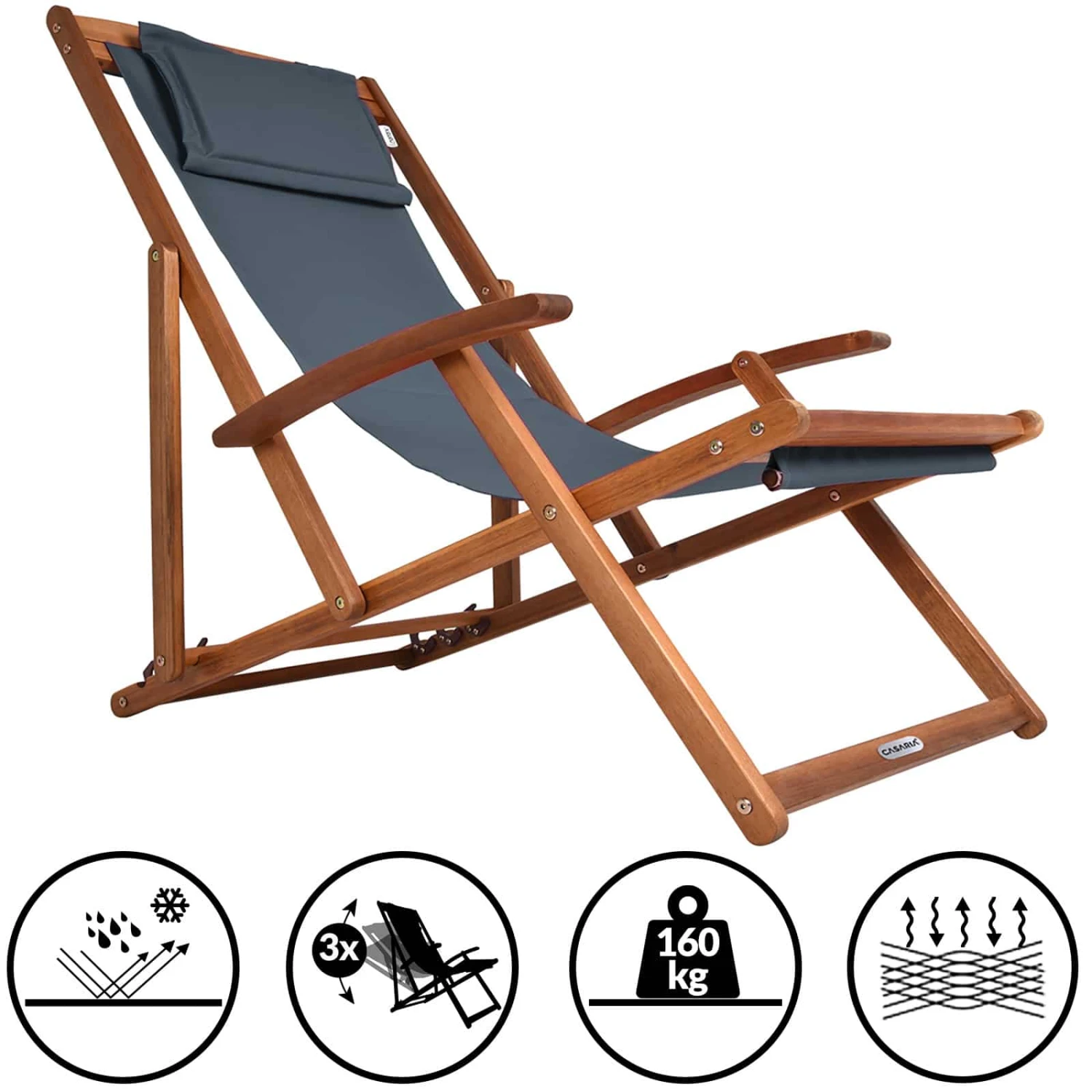 Sonnenliege Anthrazit Akazienholz 94x60x94cm 1 Sonnenliege Anthrazit Akazienholz 94x60x94cm