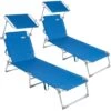 Sonnenliege Ibiza 2er-Set Blau Alu Mit Sonnendach