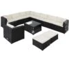 Polyrattan Ecklounge XXXL Schwarz/Creme Inkl. Kissen