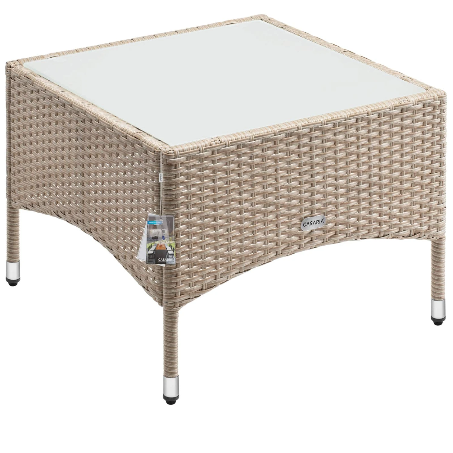 Polyrattan Beistelltisch Grau-Beige 58x58x42cm 1 Polyrattan Beistelltisch Grau-Beige 58x58x42cm