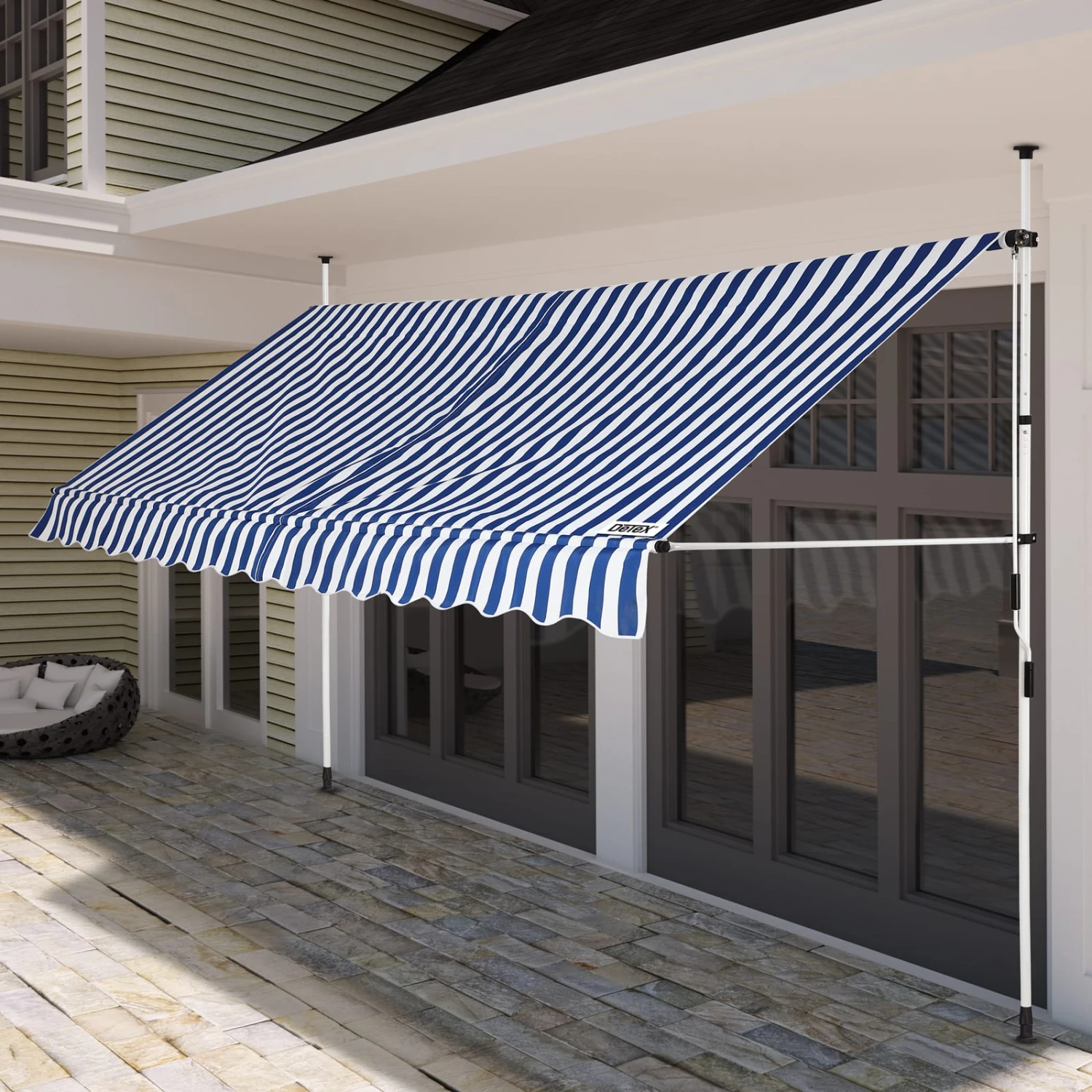 Klemmmarkise Blau/Weiß 350cm 3 Klemmmarkise Blau/Weiß 350cm – Bild 3