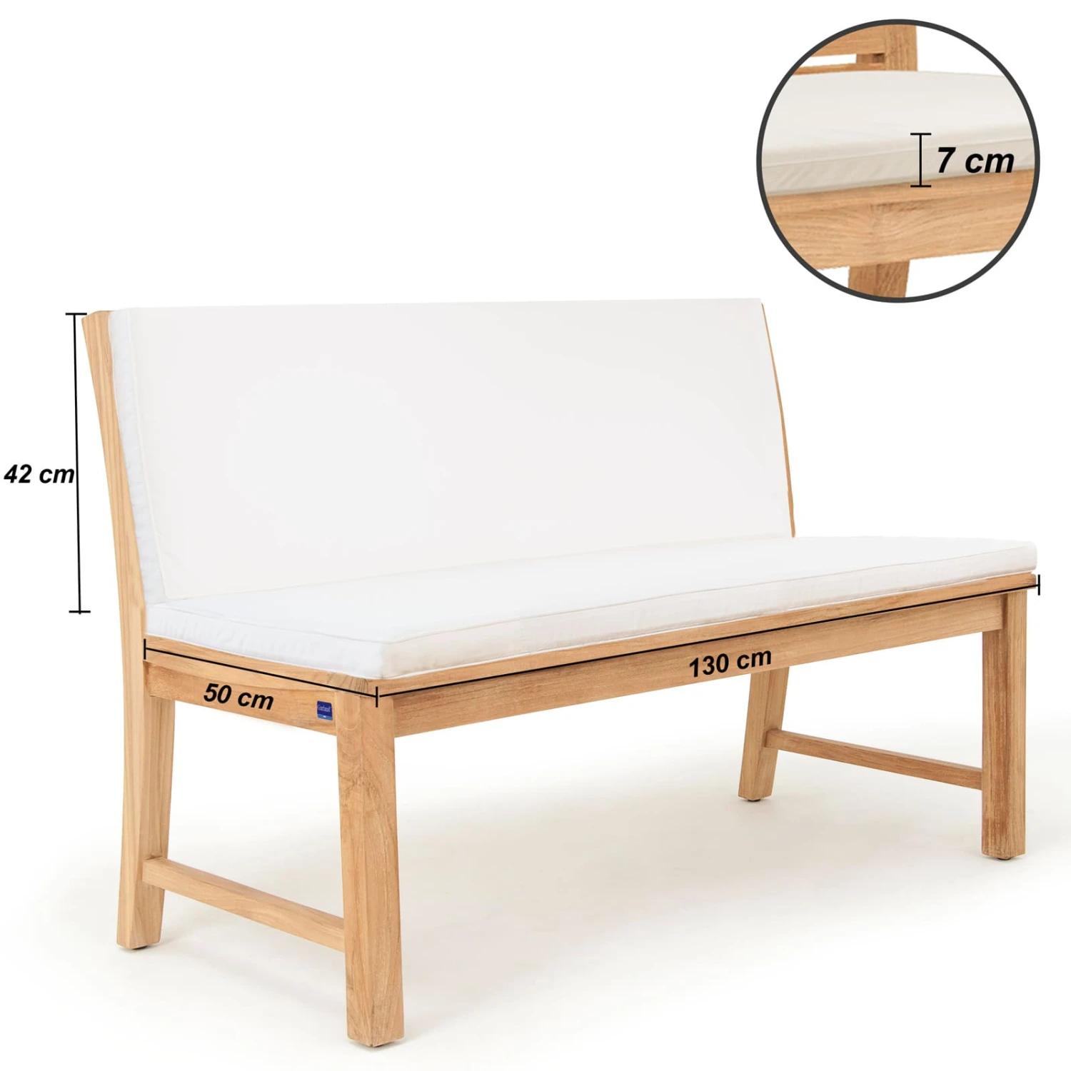 Bankauflage Toscana Mit Rückenlehne Weiß 130x50x7cm 3 Bankauflage Toscana Mit Rückenlehne Weiß 130x50x7cm – Bild 3