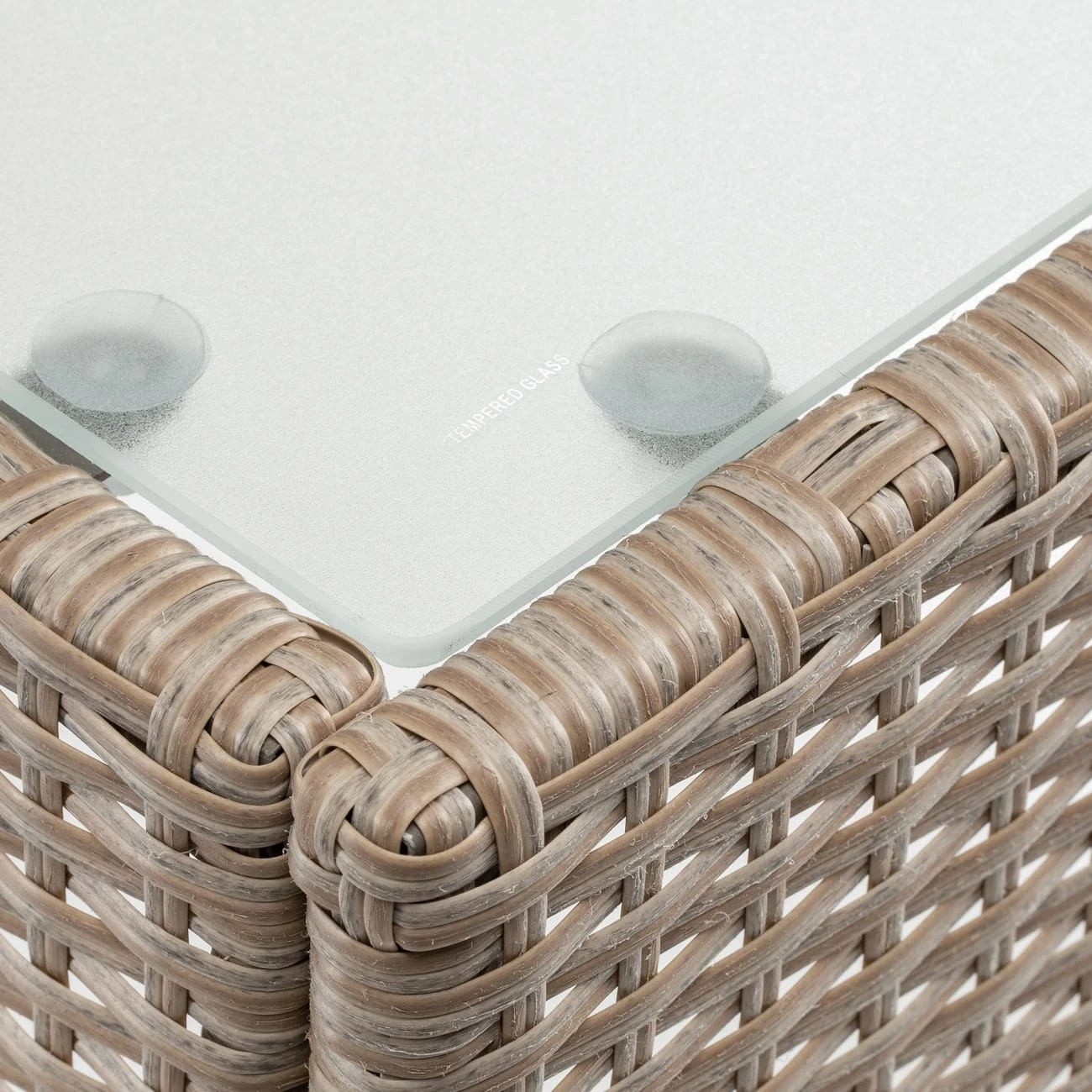 Polyrattan Beistelltisch Grau-Beige 58x58x42cm 3 Polyrattan Beistelltisch Grau-Beige 58x58x42cm – Bild 3