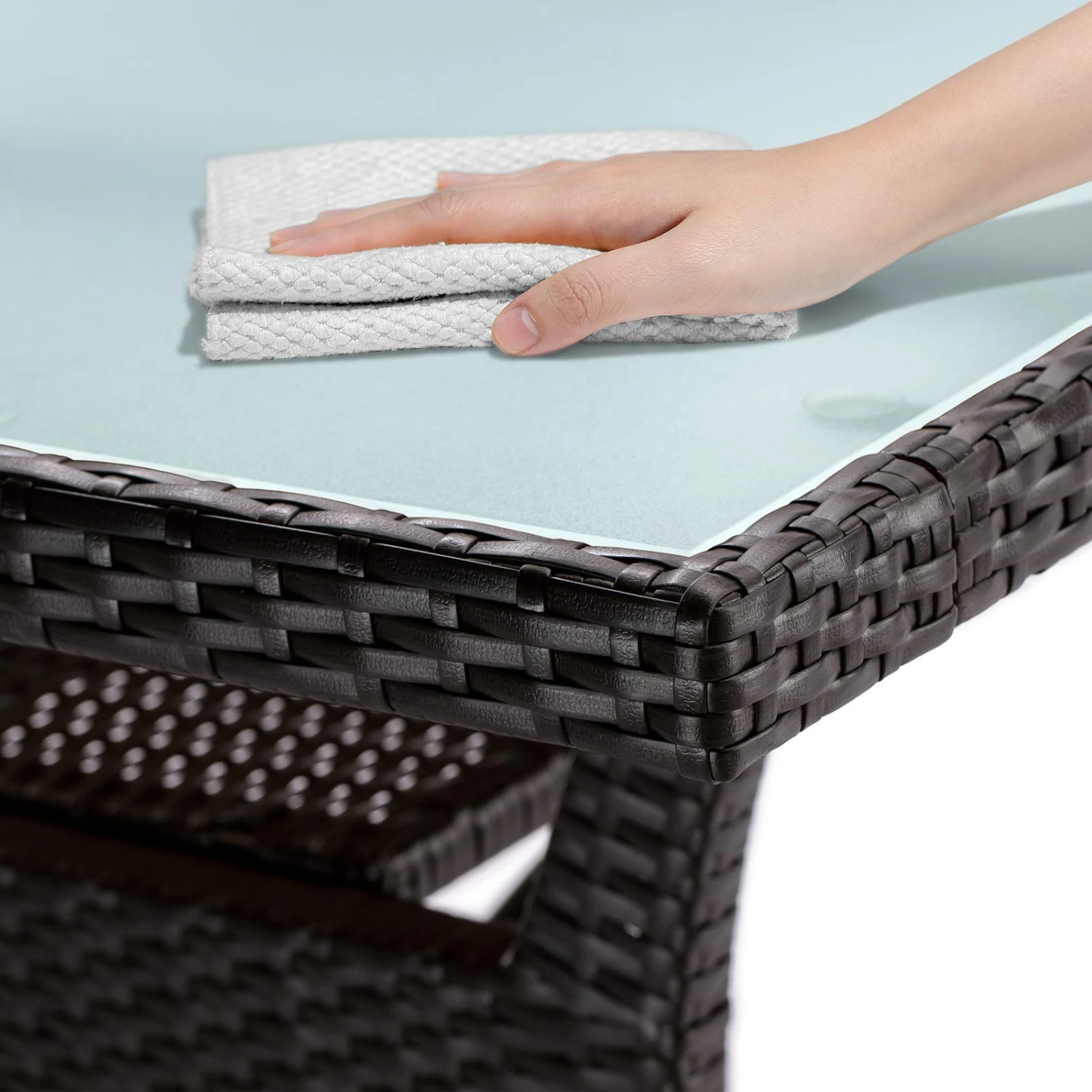 Polyrattan Gartentisch Takeo Braun 190x90x74cm Glas 3 Polyrattan Gartentisch Takeo Braun 190x90x74cm Glas – Bild 3