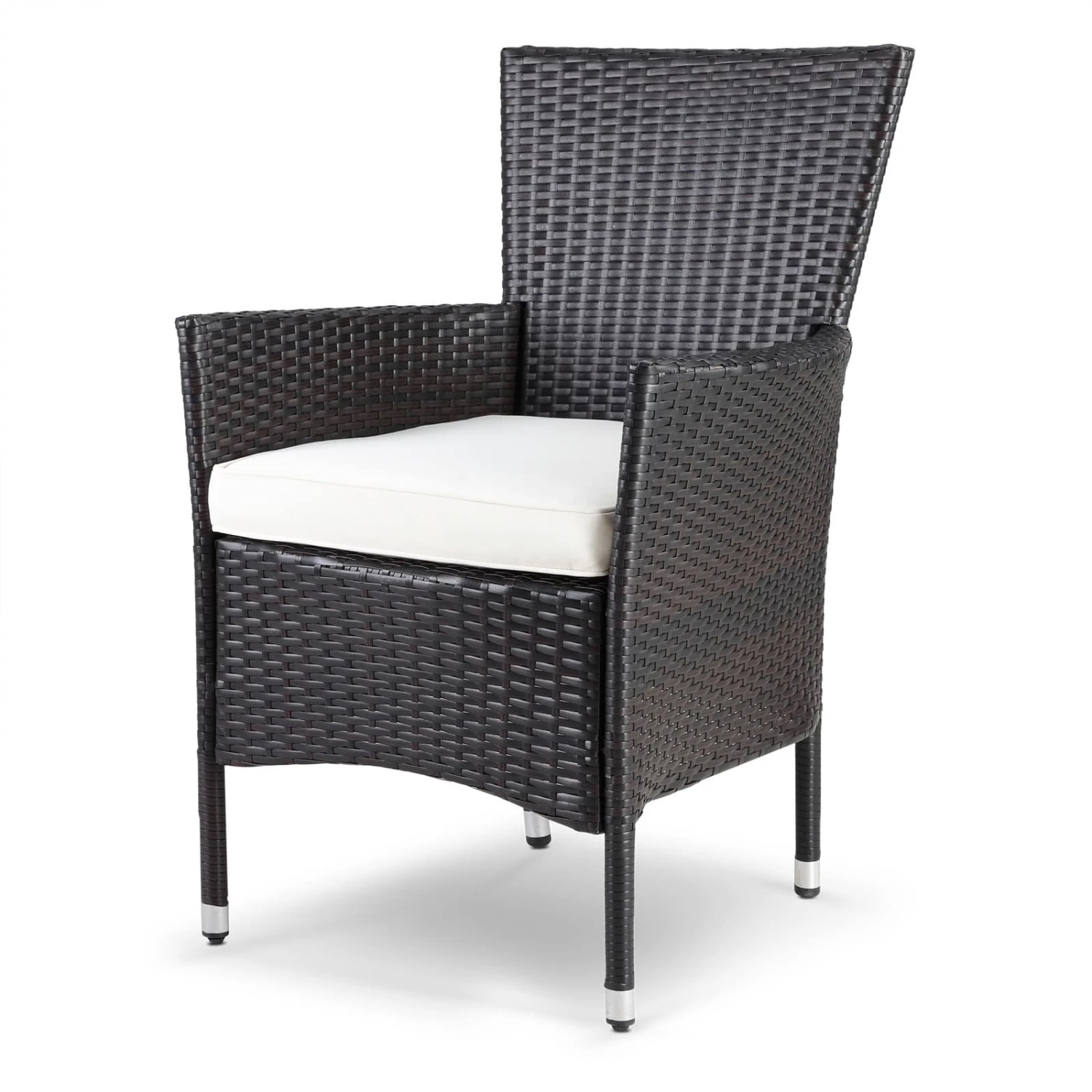 Polyrattan Gartenstuhl 2er-Set Braun/Creme Stapelbar 3 Polyrattan Gartenstuhl 2er-Set Braun/Creme Stapelbar – Bild 3