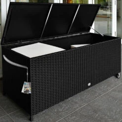 Polyrattan-Auflagenbox Schwarz 117,5x55x64,5cm Mit Rollen -GartenMeister Verkäufe 974e101710f8484669f2dac2f571a899 de 102171g 1