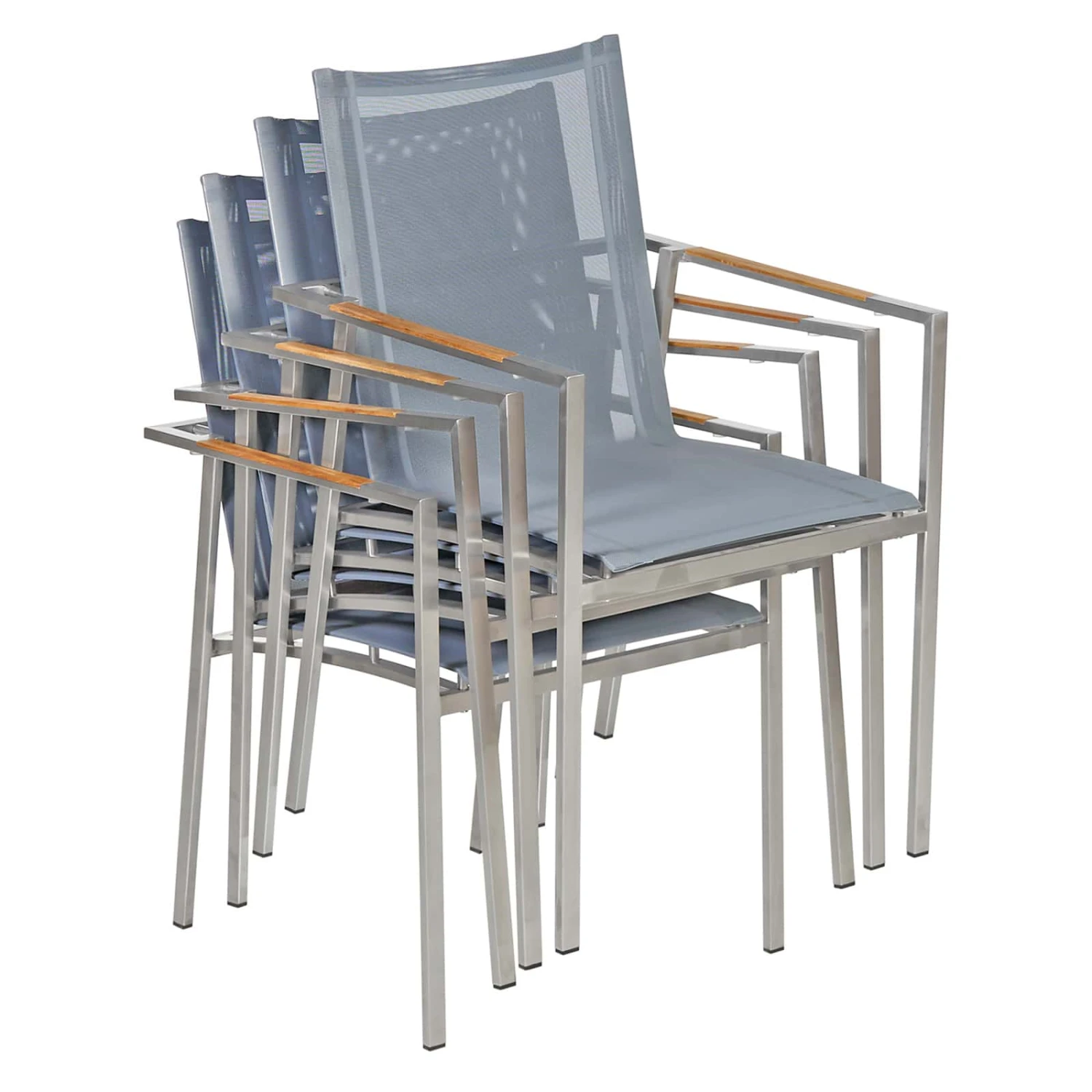 Gartenstuhl Monza 4er-Set Grau Stapelbar 1 Gartenstuhl Monza 4er-Set Grau Stapelbar