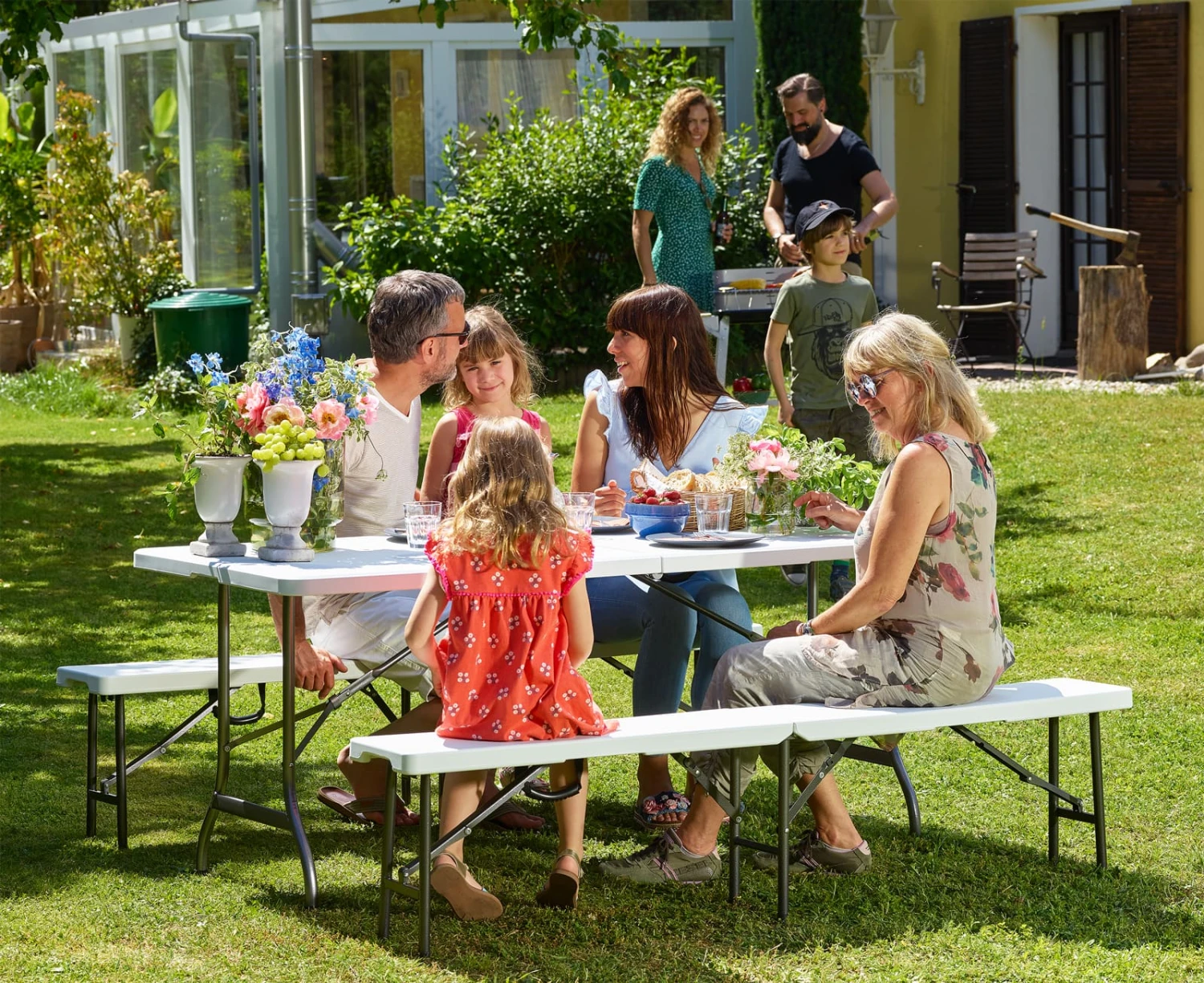 Bierbank 2er-Set Weiß Kunststoff 180cm 3 Bierbank 2er-Set Weiß Kunststoff 180cm – Bild 3