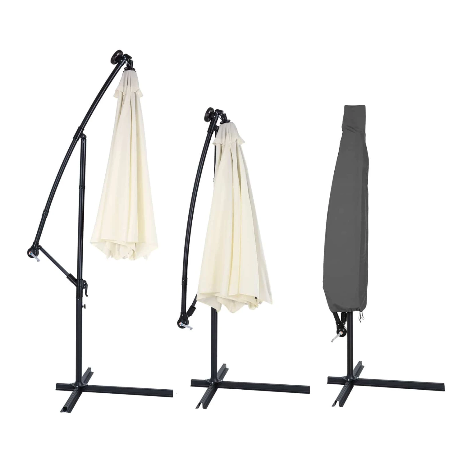 Abdeckung Ampelschirm Anthrazit 3,5m Reißverschluss 2 Abdeckung Ampelschirm Anthrazit 3,5m Reißverschluss – Bild 2