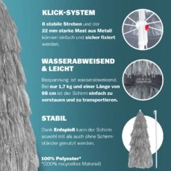 Sonnenschirm Hawaii Hellgrau Ø160cm UV-Schutz 30+ 9 Sonnenschirm Hawaii Hellgrau Ø160cm UV-Schutz 30+ -GartenMeister Verkäufe 9fec4ad3fd6f01c27918f1ded551297e 04 109183 on dts web low de 1
