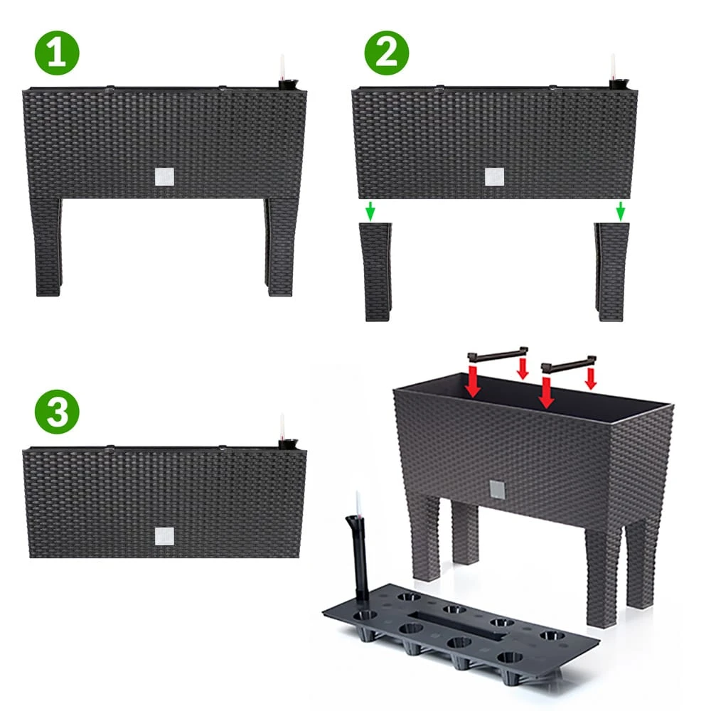 Hochbeet Polyrattanoptik Anthrazit 60x25x46cm 7 Hochbeet Polyrattanoptik Anthrazit 60x25x46cm – Bild 7