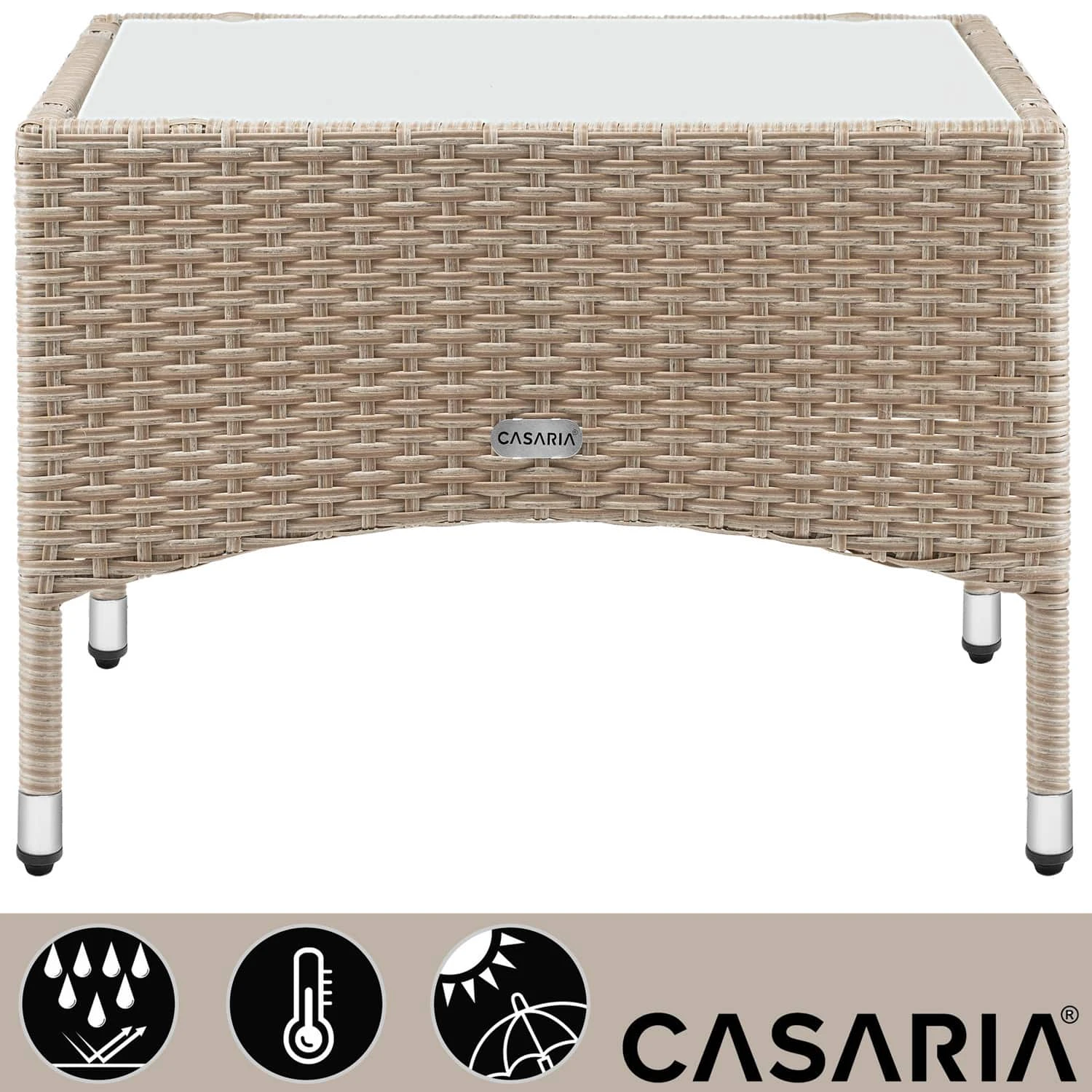 Polyrattan Beistelltisch Grau-Beige 58x58x42cm 9 Polyrattan Beistelltisch Grau-Beige 58x58x42cm – Bild 9