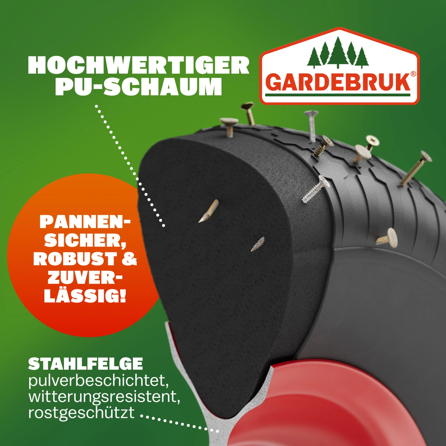 Schubkarrenrad Schwarz PU-Schaum Inkl. Achse 14 Schubkarrenrad Schwarz PU-Schaum Inkl. Achse – Bild 14