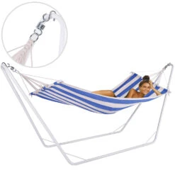 Hängematte Mit Metallgestell Creme/Blau 200x80cm 15 Hängematte Mit Metallgestell Creme/Blau 200x80cm -GartenMeister Verkäufe a85d9d49b9b0e7e4872a795e1fdda9cc a de 102377g 1 1