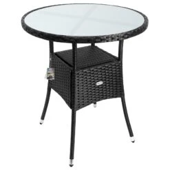 Polyrattan-Tisch Schwarz Rund Ø60cm