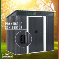 Geräteschuppen Anthrazit Metall 196x122x180cm -GartenMeister Verkäufe ac63115cb8f149fa8bf80025b2e91931 de 993483d 12 1