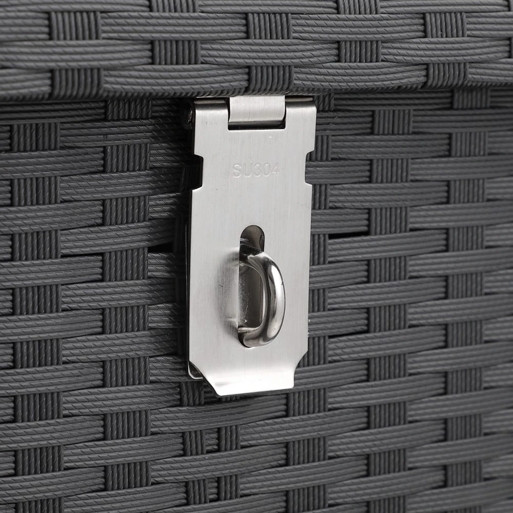 Polyrattan-Auflagenbox Schwarz 150x77x73cm Mit Rollen 7 Polyrattan-Auflagenbox Schwarz 150x77x73cm Mit Rollen – Bild 7