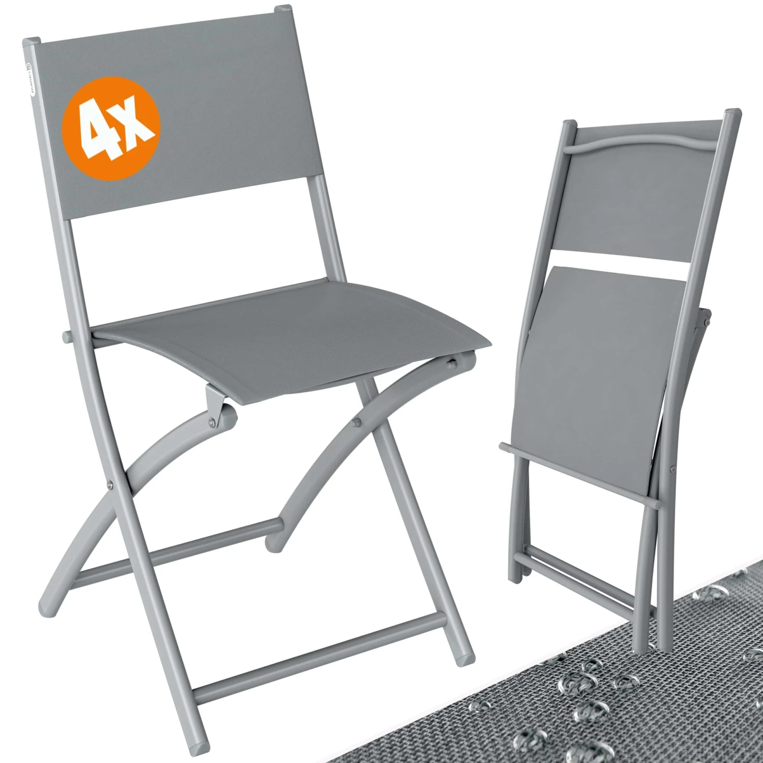 Gartenstuhl 4er-Set Grau 1 Gartenstuhl 4er-Set Grau