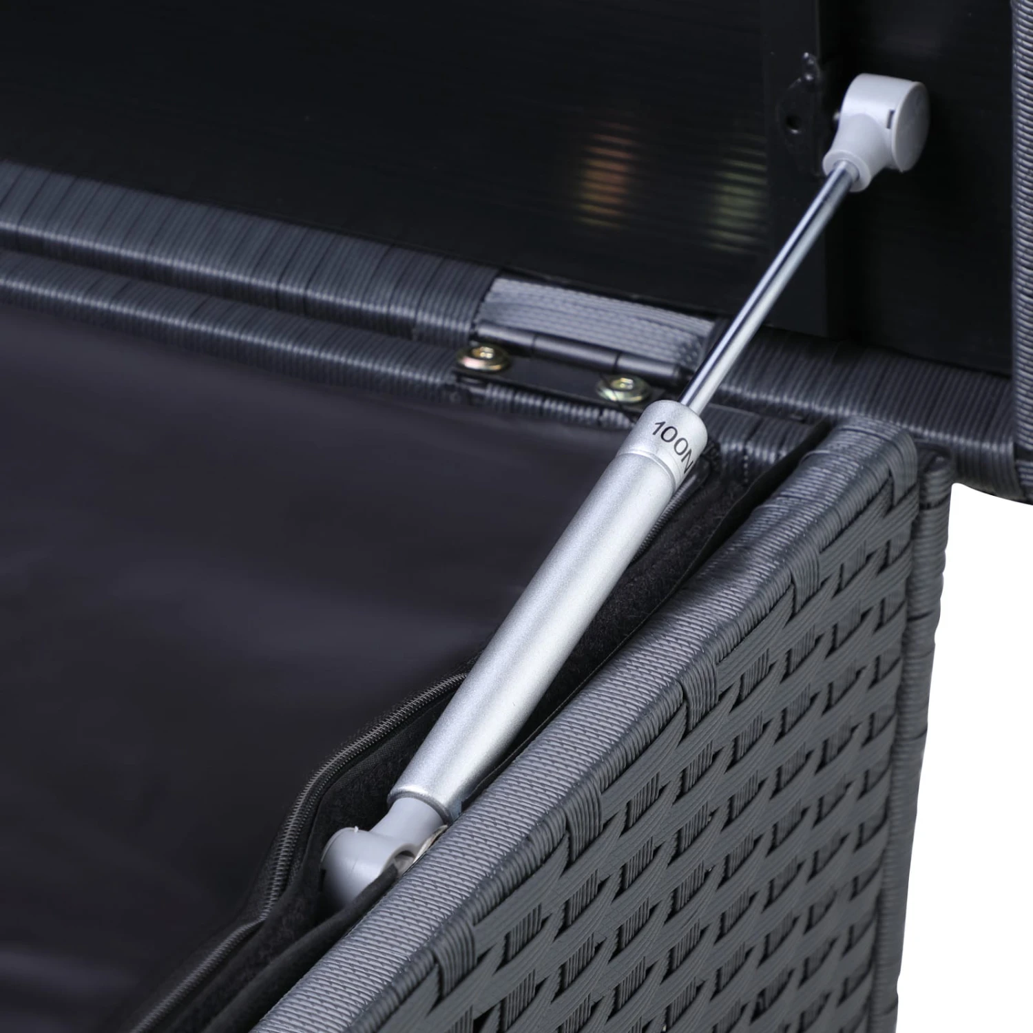 Polyrattan-Auflagenbox Schwarz 150x77x73cm Mit Rollen 3 Polyrattan-Auflagenbox Schwarz 150x77x73cm Mit Rollen – Bild 3