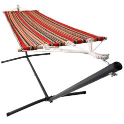 Hängematte Mit Metallgestell 200 X 80cm - Rot -GartenMeister Verkäufe b84f37beb33631418e4a730881d508c4 de 106996d 2 1