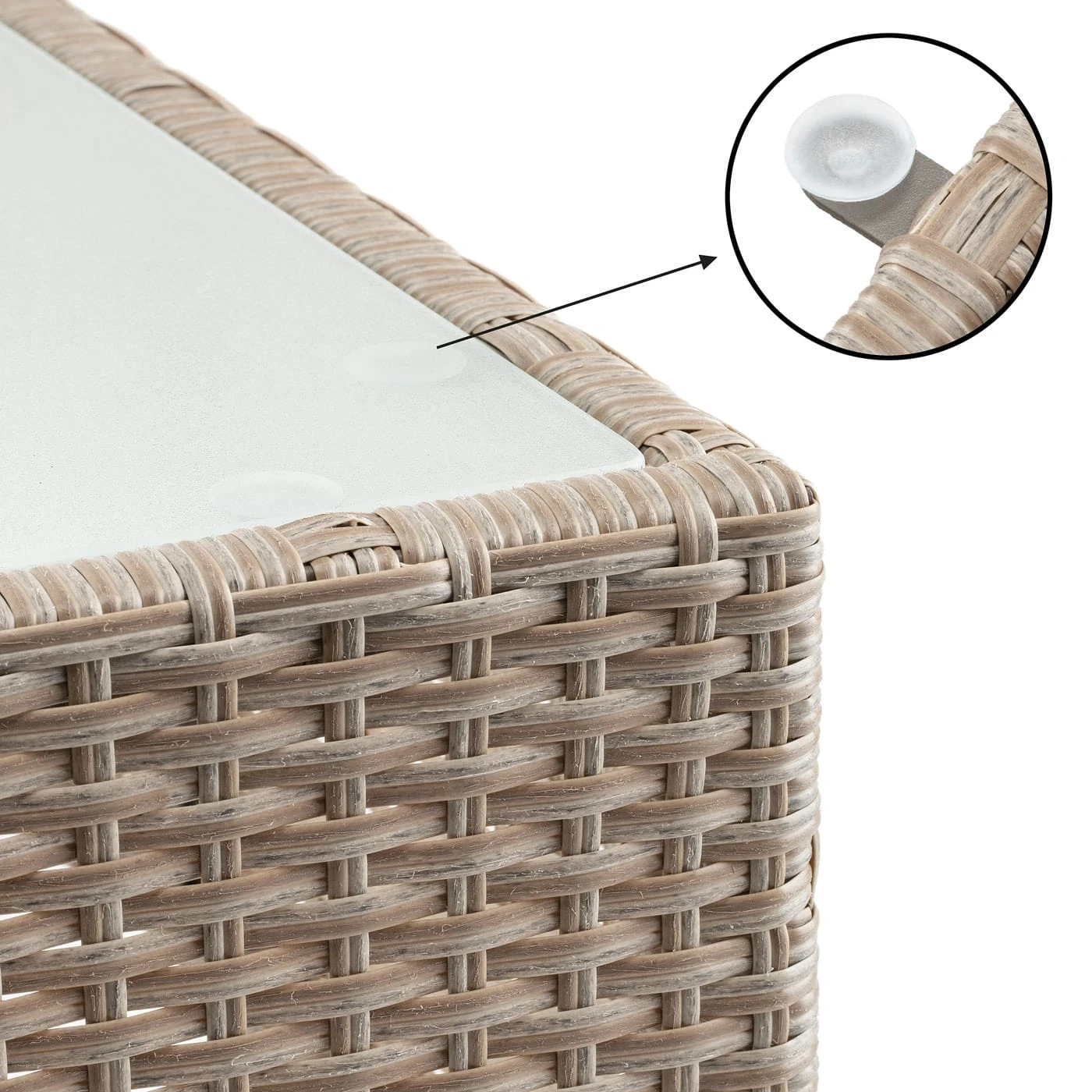 Polyrattan Beistelltisch Grau-Beige 58x58x42cm 2 Polyrattan Beistelltisch Grau-Beige 58x58x42cm – Bild 2