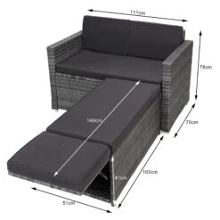 Polyrattan Zweisitzer-Sofa Grau Mit Ottomane -GartenMeister Verkäufe bb90876baa3e5461daa46761a01ae0f0 de 994203d 1 1