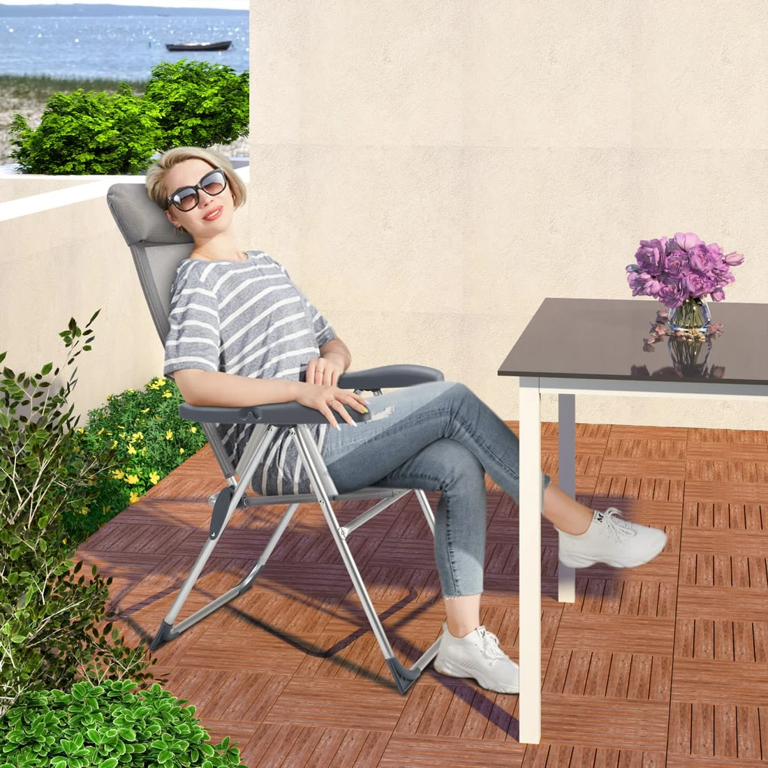 Gartenstuhl 4er-Set Silber Alu 10 Gartenstuhl 4er-Set Silber Alu – Bild 10