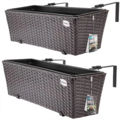 Polyrattan Blumenkasten 2er-Set Braun