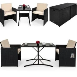 Polyrattan Garten-Sitzgruppe Patio 3-tlg. Glasplatte