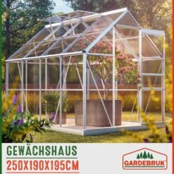 Alu Gewächshaus 250x190x195cm 2 Dachfenster -GartenMeister Verkäufe c4469409d6a12740ead99f9ed0433ec7 06 991467 on amb web low de 1