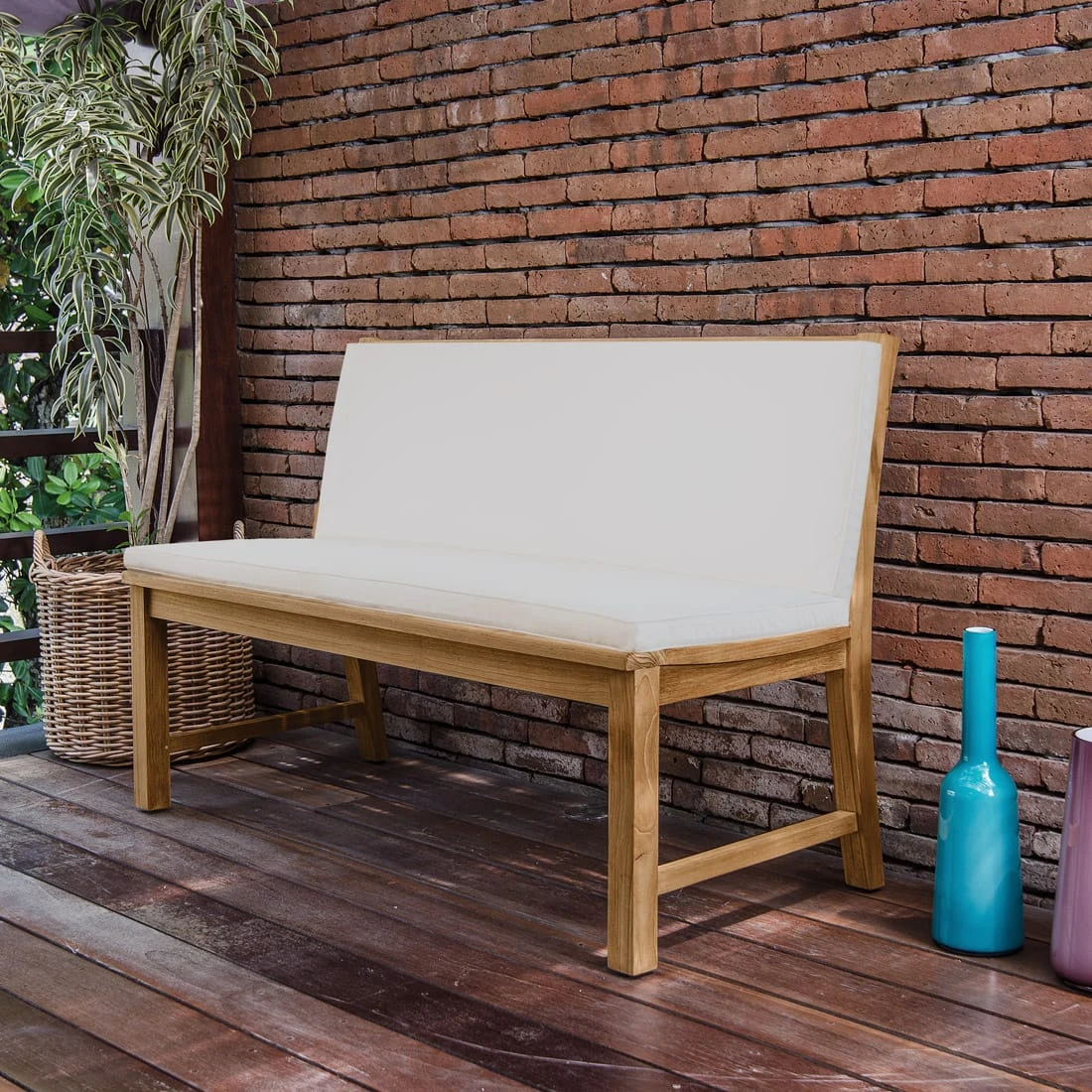 Bankauflage Toscana Mit Rückenlehne Weiß 130x50x7cm 2 Bankauflage Toscana Mit Rückenlehne Weiß 130x50x7cm – Bild 2