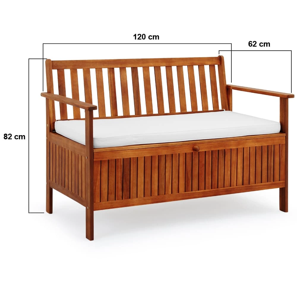Gartenbank Akazienholz 120x62x82cm Mit Stauraum 10 Gartenbank Akazienholz 120x62x82cm Mit Stauraum – Bild 10