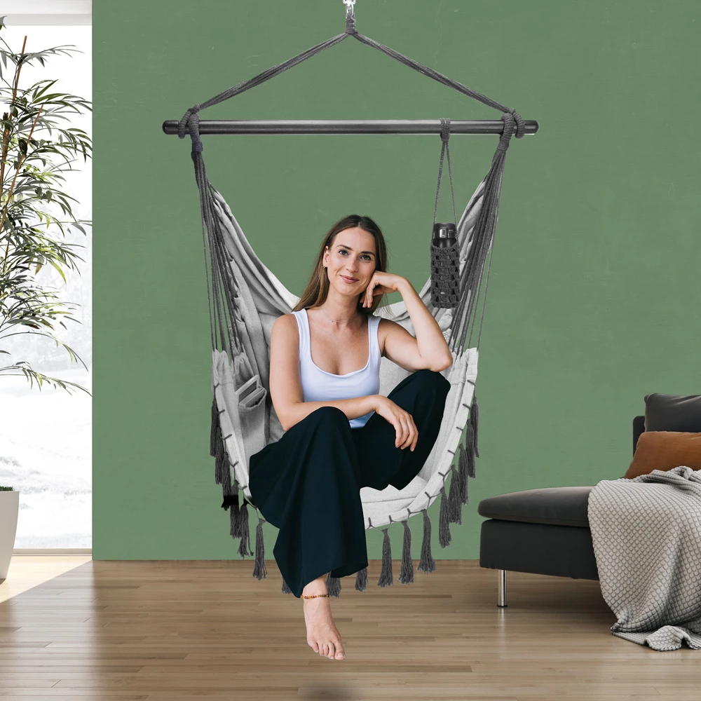 Hängesessel Hellgrau 170x100x150cm 2 Hängesessel Hellgrau 170x100x150cm – Bild 2