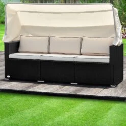 Polyrattan-Bank Schwarz/Creme 210x70x70cm + Sonnendach -GartenMeister Verkäufe cfa6ac6cd6541cad5895171948fcb568 de 991028d 10 1