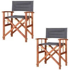 Regiestuhl 2er-Set Cannes Anthrazit Gepolstert