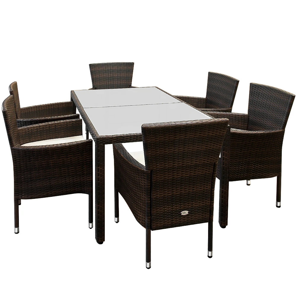 Polyrattan Sitzgarnitur Turin 7-tlg. Braun/Creme 9 Polyrattan Sitzgarnitur Turin 7-tlg. Braun/Creme – Bild 9