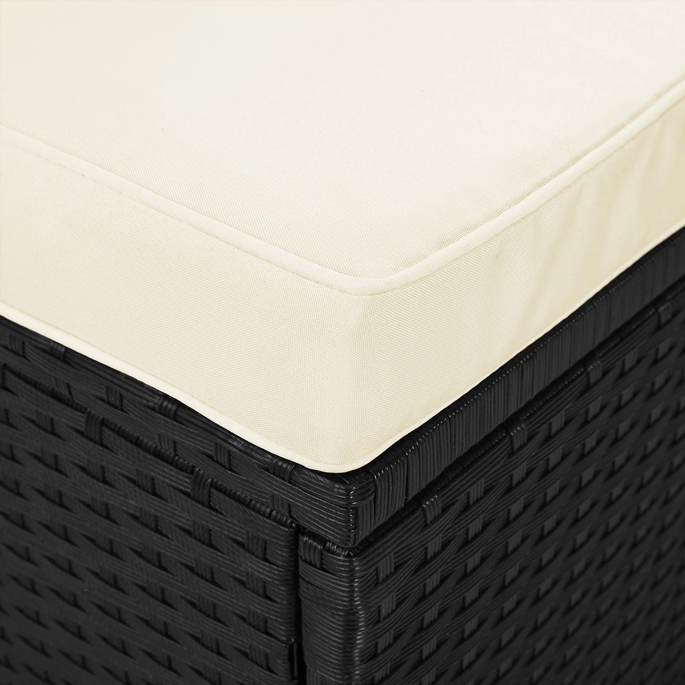 Polyrattan Sonnenliege Schwarz/Creme 195x60x39/145cm 3 Polyrattan Sonnenliege Schwarz/Creme 195x60x39/145cm – Bild 3