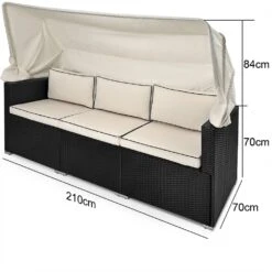 Polyrattan-Bank Schwarz/Creme 210x70x70cm + Sonnendach -GartenMeister Verkäufe d938b90a25714ea4cb87f52bfcd9d410 de 991028d 8 1