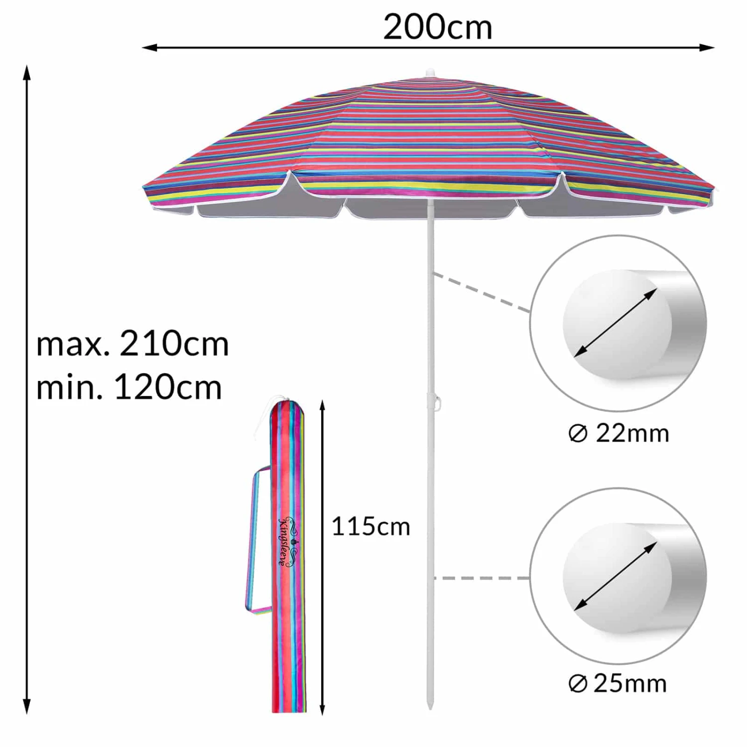 Sonnenschirm Crete Bunt 200cm Neigefunktion 4 Sonnenschirm Crete Bunt 200cm Neigefunktion – Bild 4