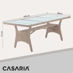 Polyrattan Gartentisch Takeo Creme 190x90x74cm Glas -GartenMeister Verkäufe da72cc772a2980cdd393cf55161f6771 de 995694d 02 1