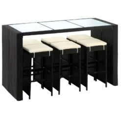 Polyrattan Bar-Set Rio 7-tlg. Schwarz Inkl. Sitzauflagen -GartenMeister Verkäufe db56966a1244c8a11c6a76582a252691 de 991074d 1 1