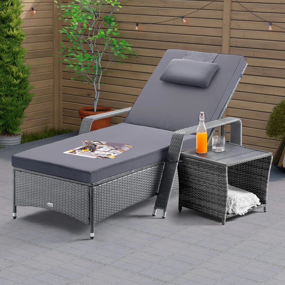 Polyrattan Beistelltisch Vedis Grau 45x45x40cm 3 Polyrattan Beistelltisch Vedis Grau 45x45x40cm – Bild 3