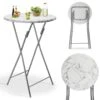 Stehtisch Weiß Marmoroptik Ø60cm Klappbar
