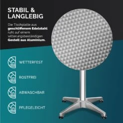 Stehtisch Silber Edelstahl/Alu Ø60cm Klappbar, Höhenverstellbar -GartenMeister Verkäufe e070b55762b300a441a2853eeddd1864 22low