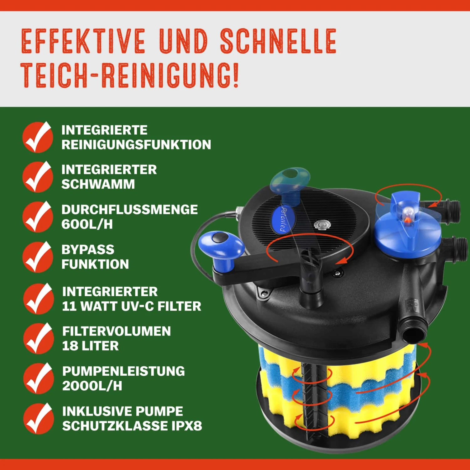 Teichdruckfilter Komplettset 2.000L/h 2 Teichdruckfilter Komplettset 2.000L/h – Bild 2