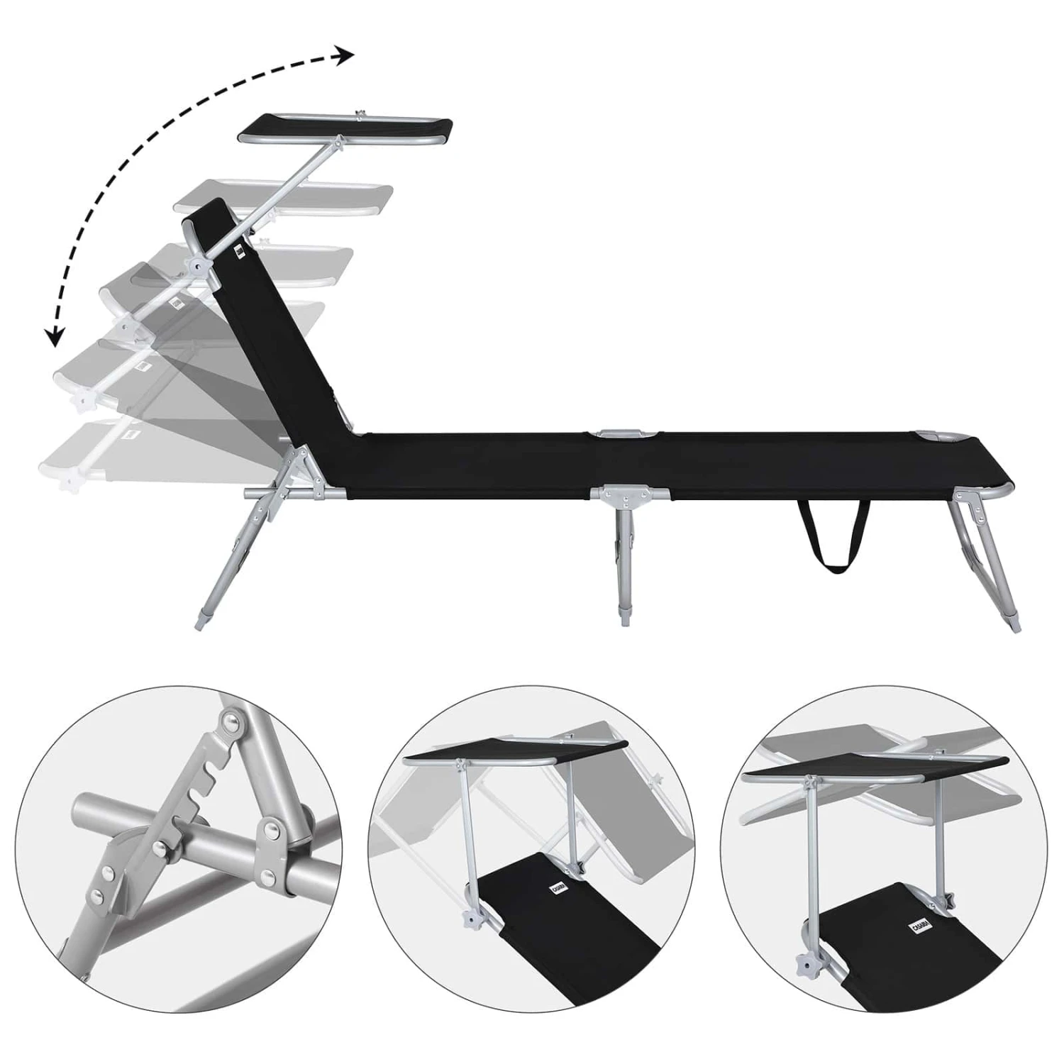 Sonnenliege Hawaii 2er-Set Anthrazit Alu 195x60x30cm 4 Sonnenliege Hawaii 2er-Set Anthrazit Alu 195x60x30cm – Bild 4