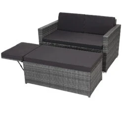 Polyrattan Zweisitzer-Sofa Grau Mit Ottomane -GartenMeister Verkäufe e411480c4c1b4bbbd1bfa730a68d70b6 de 994203d 2 1 1